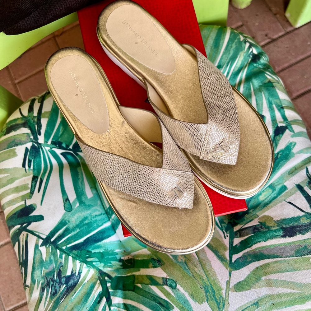 Donald J. Pliner Liv Metallic Gold Slides